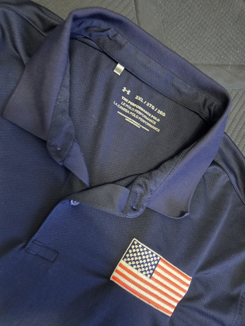 Under Armour Men’s Navy Performance Polo with Flag Patch